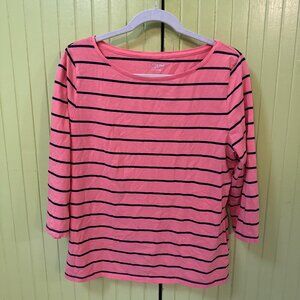 Merona Top- Super soft Pink & Navy striped, mid-arm sleeve shirt